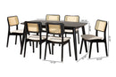 Emerson Cream Fabric and Black 7-Piece Dining Set Baxton