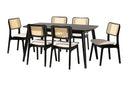 Emerson Cream Fabric and Black 7-Piece Dining Set Baxton