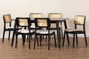 Emerson Cream Fabric and Black 7-Piece Dining Set Baxton
