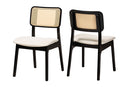 Emerson Cream Fabric and Black 2Pc Dining Chair Set Baxton