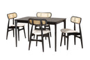 Nitza Cream Fabric and Black 5-Piece Dining Set Baxton