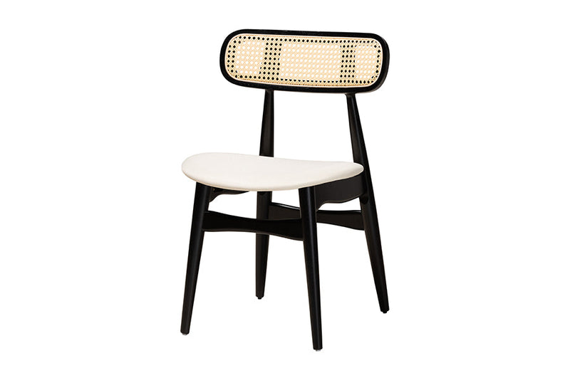 Nitza Cream Fabric and Black 5-Piece Dining Set Baxton