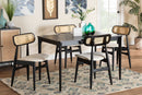 Nitza Cream Fabric and Black 5-Piece Dining Set Baxton
