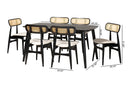 Nitza Cream Fabric and Black 7-Piece Dining Set Baxton