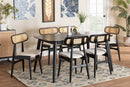 Nitza Cream Fabric and Black 7-Piece Dining Set Baxton