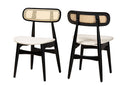 Nitza Cream Fabric and Black 2Pc Dining Chair Set Baxton