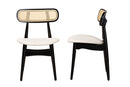 Nitza Cream Fabric and Black 2Pc Dining Chair Set Baxton