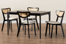 Wren Cream Fabric and Black 5-Piece Dining Set Baxton