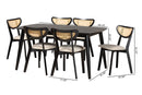 Wren Cream Fabric and Black 7-Piece Dining Set Baxton