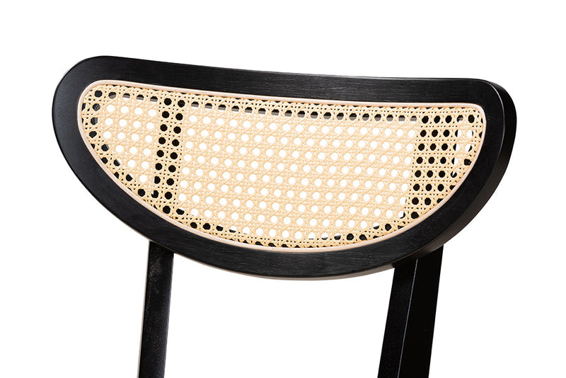 Wren Cream Fabric and Black 7-Piece Dining Set Baxton