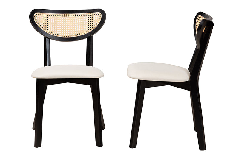 Wren Cream Fabric and Black Dining Chair Baxton