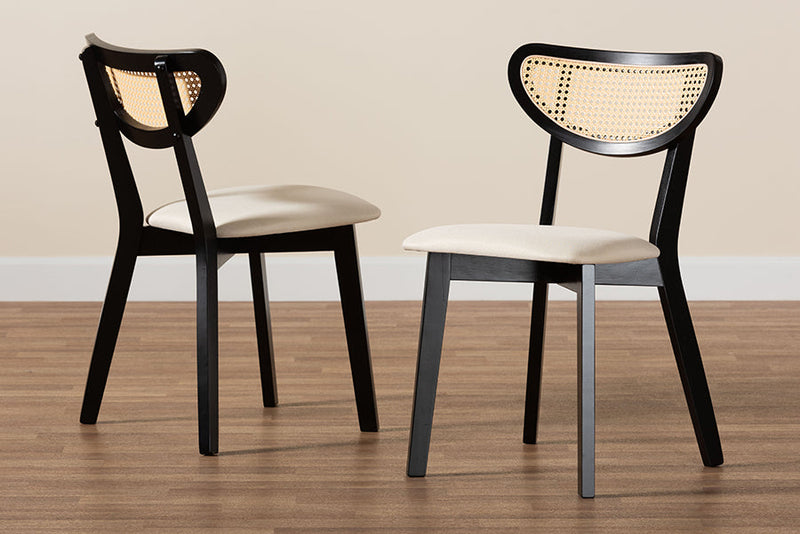 Wren Cream Fabric and Black Dining Chair Baxton