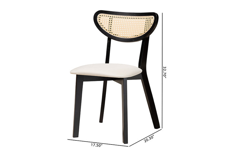 Wren Cream Fabric and Black Dining Chair Baxton