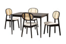 Warren Cream Fabric and Black 5-Piece Dining Set Baxton