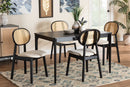 Warren Cream Fabric and Black 5-Piece Dining Set Baxton