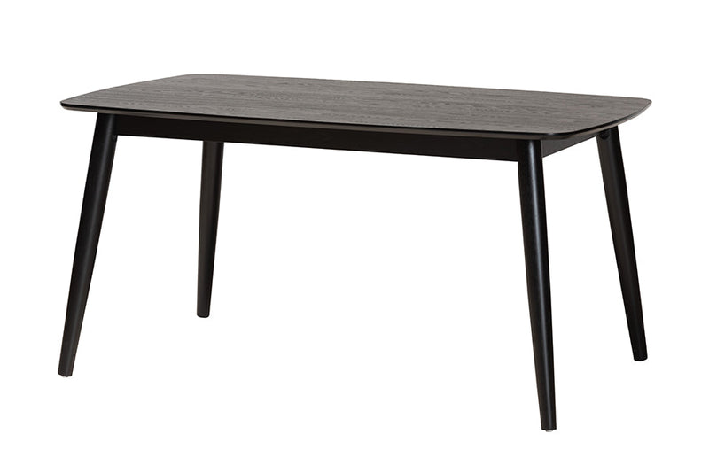 Warren Cream Fabric and Black 7-Piece Dining Set Baxton