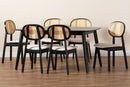 Warren Cream Fabric and Black 7-Piece Dining Set Baxton