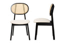 Warren Cream Fabric and Black 2Pc Dining Chair Set Baxton