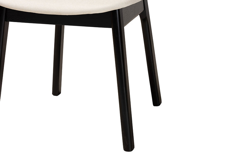 Warren Cream Fabric and Black 2Pc Dining Chair Set Baxton