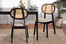 Warren Cream Fabric and Black 2Pc Dining Chair Set Baxton