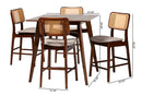 Emerson Gray Fabric and Walnut Brown 5-Piece Pub Set Baxton