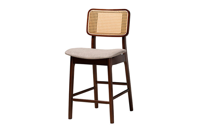 Emerson Gray Fabric and Walnut Brown 5-Piece Pub Set Baxton