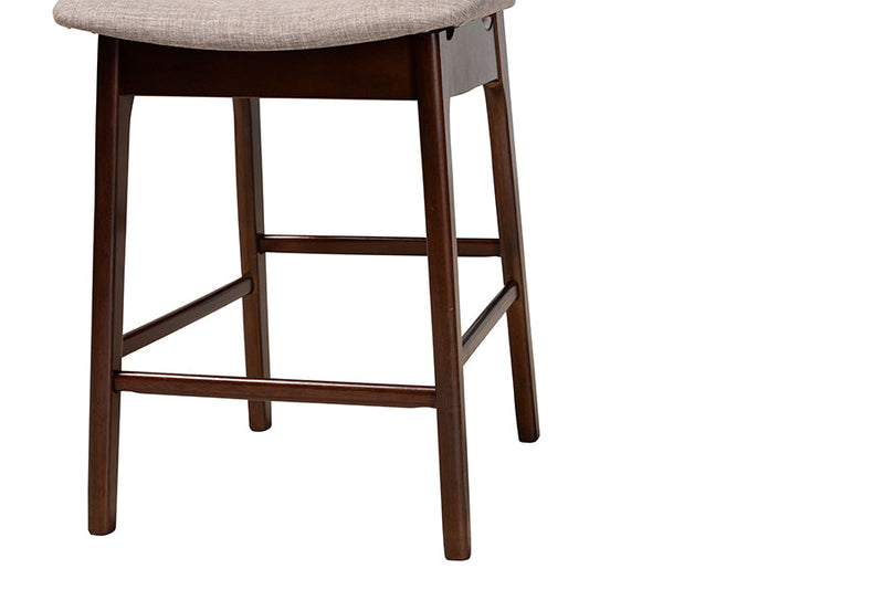 Emerson Gray Fabric and Walnut Brown 5-Piece Pub Set Baxton
