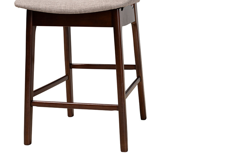 Emerson Mid-Century Modern Gray Fabric and Walnut Brown Finished Wood 5-Piece Pub Set