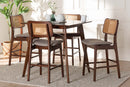 Emerson Gray Fabric and Walnut Brown 5-Piece Pub Set Baxton