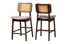 Emerson Gray Fabric and Walnut Brown 2Pc Counter Stool Set Baxton