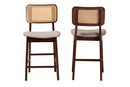 Emerson Gray Fabric and Walnut Brown 2Pc Counter Stool Set Baxton
