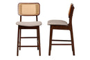 Emerson Gray Fabric and Walnut Brown 2Pc Counter Stool Set Baxton