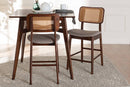 Emerson Gray Fabric and Walnut Brown 2Pc Counter Stool Set Baxton