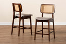 Emerson Gray Fabric and Walnut Brown 2Pc Counter Stool Set Baxton