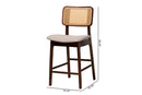 Emerson Gray Fabric and Walnut Brown 2Pc Counter Stool Set Baxton