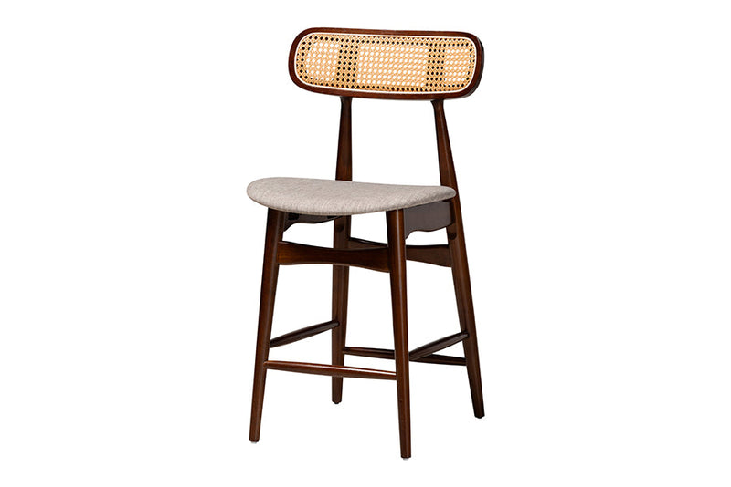 Nitza Gray Fabric and Walnut Brown 5-Piece Pub Set Baxton