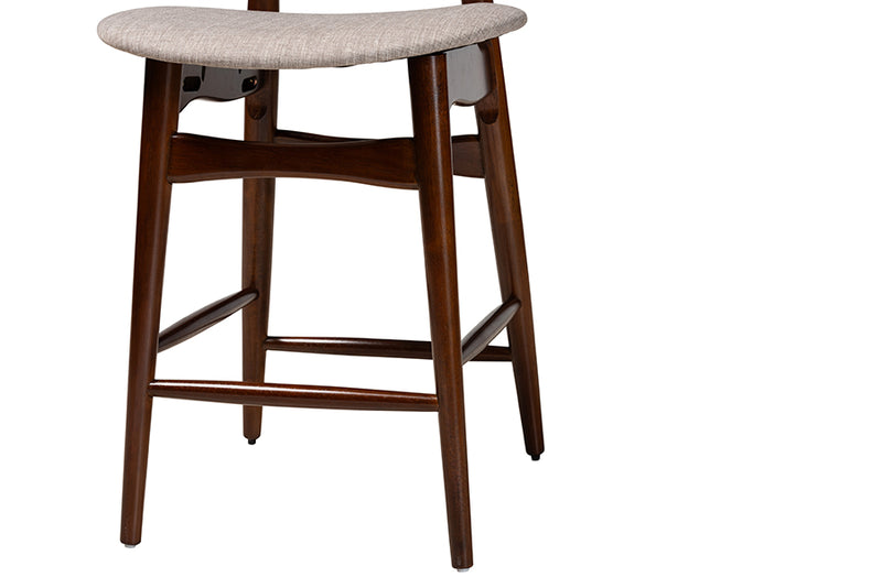 Nitza Mid-Century Modern Gray Fabric and Walnut Brown Finished Wood 5-Piece Pub Set