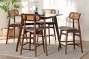 Nitza Gray Fabric and Walnut Brown 5-Piece Pub Set Baxton