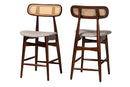 Nitza Gray Fabric and Walnut Brown 2Pc Counter Stool Set Baxton