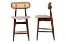 Nitza Gray Fabric and Walnut Brown 2Pc Counter Stool Set Baxton