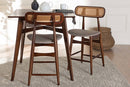 Nitza Gray Fabric and Walnut Brown 2Pc Counter Stool Set Baxton