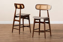 Nitza Gray Fabric and Walnut Brown 2Pc Counter Stool Set Baxton