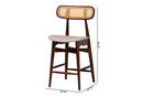 Nitza Gray Fabric and Walnut Brown 2Pc Counter Stool Set Baxton
