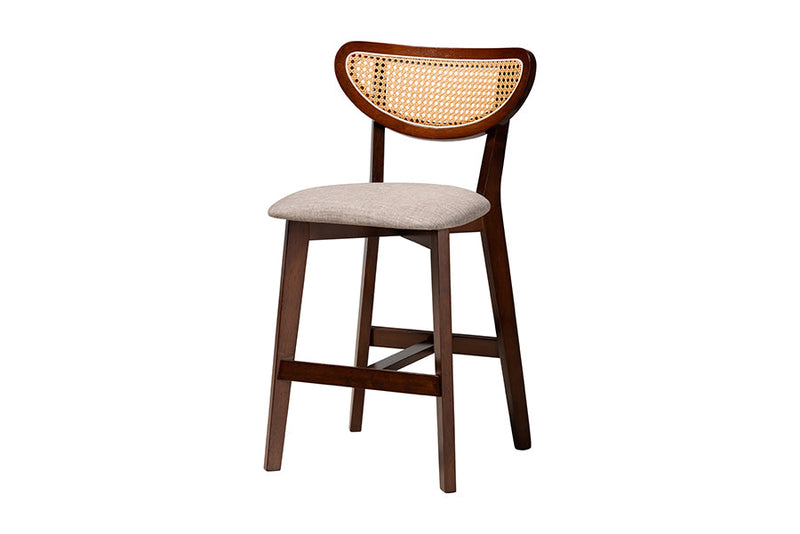 Wren Gray Fabric and Walnut Brown 5-Piece Pub Set Baxton