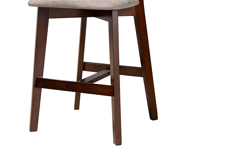 Wren Mid-Century Modern Gray Fabric and Walnut Brown Finished Wood 5-Piece Pub Set