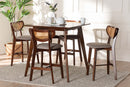 Wren Gray Fabric and Walnut Brown 5-Piece Pub Set Baxton