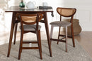 Wren Gray Fabric and Walnut Brown 2Pc Counter Stool Set Baxton