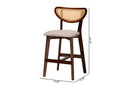 Wren Gray Fabric and Walnut Brown 2Pc Counter Stool Set Baxton