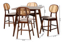 Warren Gray Fabric and Walnut Brown 5-Piece Pub Set Baxton