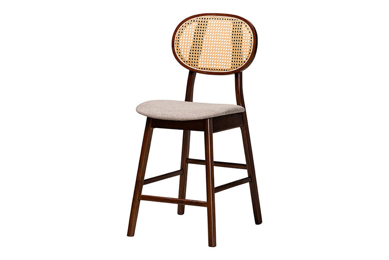 Warren Gray Fabric and Walnut Brown 5-Piece Pub Set Baxton